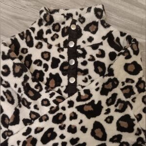 Derek Heart Leopard Print Quarter Snap Fleece Pullover Size XL